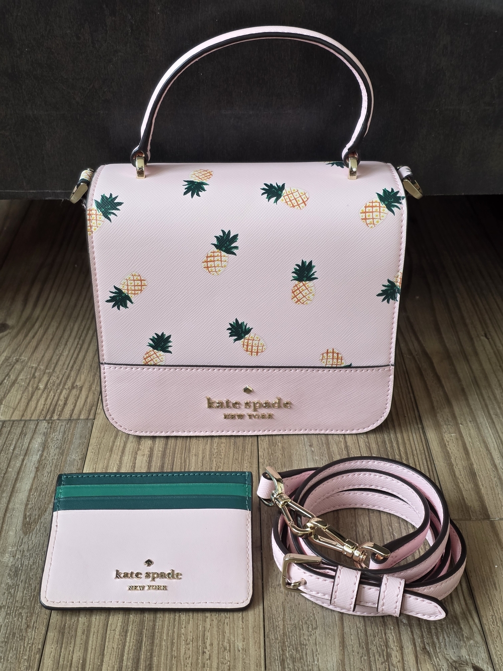 kate spade Pink Pineapple Print Top-Handle Crossbody Bag